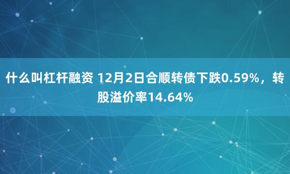 什么叫杠杆融资 12月2日合顺转债下跌0.59%，转股溢价率14.64%