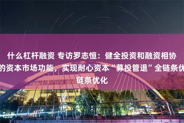 什么杠杆融资 专访罗志恒：健全投资和融资相协调的资本市场功能，实现耐心资本“募投管退”全链条优化