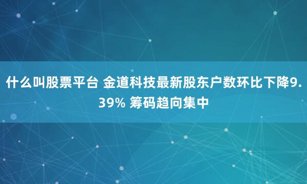 什么叫股票平台 金道科技最新股东户数环比下降9.39% 筹码趋向集中