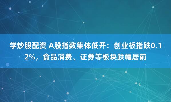 学炒股配资 A股指数集体低开：创业板指跌0.12%，食品消费、证券等板块跌幅居前