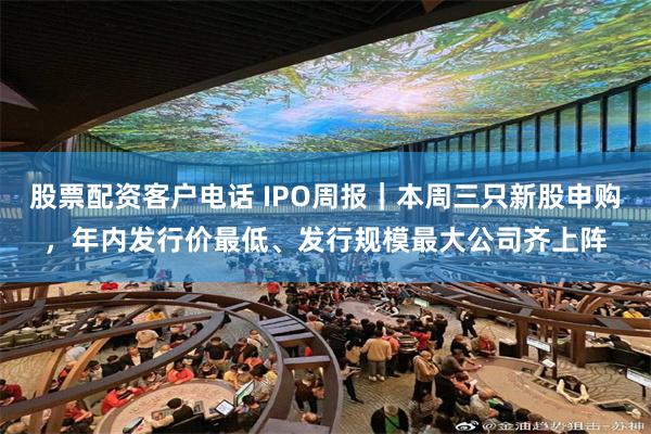 股票配资客户电话 IPO周报｜本周三只新股申购，年内发行价最低、发行规模最大公司齐上阵